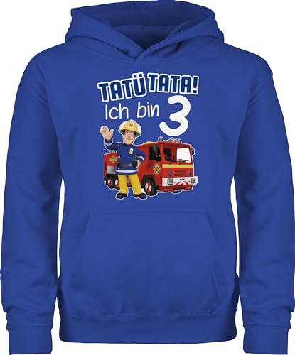 Shirtracer Kinder Hoodie Jungen Mädchen - Feuerwehrmann - Ich Bin 3 - Sam - 104 (3/4 Jahre) - Royalblau - der Feuerwehr Pullover Junge feuereehrmann Jahre polower feuerwhrmann Clothes feierwehrmann von Shirtracer