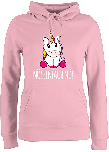 Pullover Damen Hoodie Frauen - Einhörner - Nö Einfach Nö Einhorn - S - Hellrosa - Winter mit Kapuze Hoody Kapuzenpulli Kapuzenpullover polloverer Baumwolle pullis Pulli hodi Hoodies für Hoddie von Shirtracer