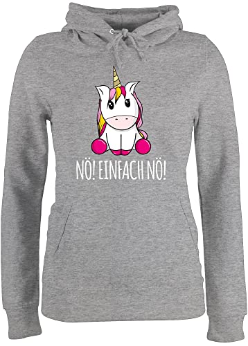 Pullover Damen Hoodie Frauen - Einhörner - Nö Einfach Nö Einhorn - XS - Grau meliert - Hoddie Frau polower damenhoodie Hoodi Sweatpullover hudi Huddy mädchen kuschel Pulli Kapuzenshirt Oberteil von Shirtracer