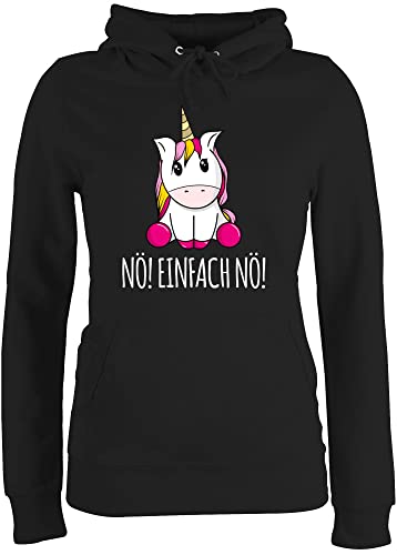 Pullover Damen Hoodie Frauen - Einhörner - Nö Einfach Nö Einhorn - XS - Schwarz - einhornpulli einhörnern no Hoody einhornpullis Unicorns nö! Kapuze Hoodies Motiv Unicorn Pulli lustige sprüche von Shirtracer