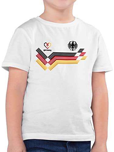 Kinder T-Shirt Jungen - Fußball EM WM - Deutschland Germany Adler Schwarz Rot Gold - 128 (7/8 Jahre) - Weiß - Fussball deutsche Mannschaft t Shirt. 2024 Shirt fu Ball Deutschen Nationalmannschaft von Shirtracer