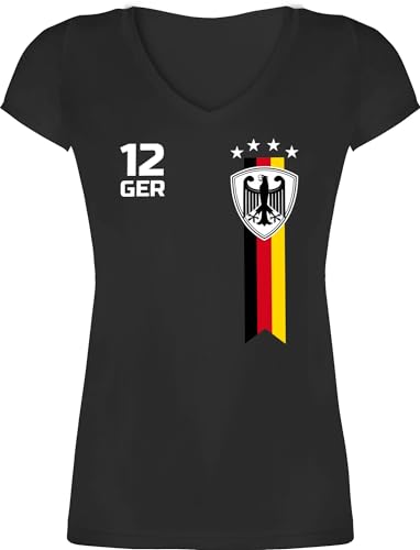 T-Shirt Damen V Ausschnitt - Fußball EM - WM Fan Deutschland - XXL - Schwarz - Deutschland-t-Shirt fußball-Fanartikel Europameisterschaft German Shirts Deutschland-Trikot fußballtrikot Fussball T-Shirt Damen V Ausschnitt - Fußball EM - WM Fan Deutschland - XXL - Schwarz - Deutschland-t-Shirt fußball-Fanartikel Europameisterschaft German Shirts Deutschland-Trikot fußballtrikot Fussball von Shirtracer