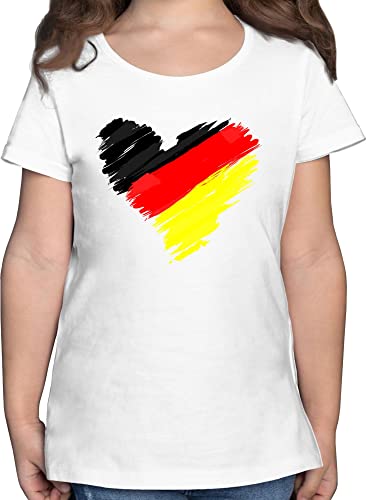 T-Shirt Mädchen - Fußball EM - Deutschland WM Herz - 152 (12/13 Jahre) - Weiß - Germany Flag Tshirt Kinder Shirt 2022 t Shirt. Team Tshirts Deutschland+wm+Trikot tischört t_Shirt Kind t-Shirts von Shirtracer