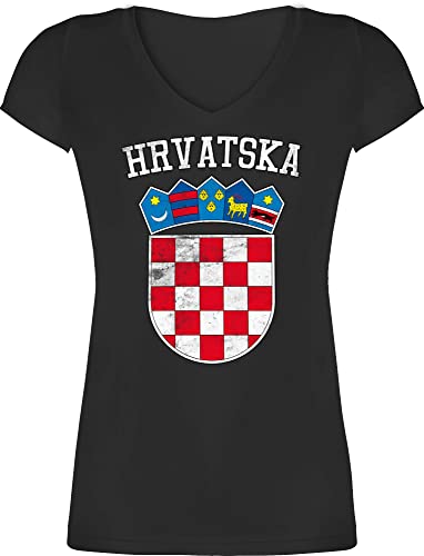 T-Shirt Damen V Ausschnitt - Fußball EM WM - Kroatien Wappen Hrvatska Krotatisch - L - Schwarz - kroatisches Europa Meisterschaft t Shirt Frauen 2024 eu Fussball Flagge Tshirt Frau Trikots T-Shirt Damen V Ausschnitt - Fußball EM WM - Kroatien Wappen Hrvatska Krotatisch - L - Schwarz - kroatisches Europa Meisterschaft t Shirt Frauen 2024 eu Fussball Flagge Tshirt Frau Trikots von Shirtracer