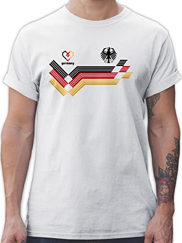 T-Shirt Herren - Fußball EM WM - Deutschland Germany Adler Schwarz Rot Gold - L - Weiß - deutsche Mannschaft Shirt Fussball 2024 Deutschland-Fanartikel Fun-t-Shirts fu Ball von Shirtracer