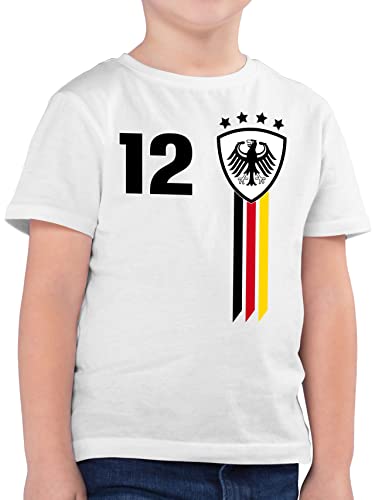 Kinder T-Shirt Jungen - Fußball EM WM - 12 Mann Deutschland - 128 (7/8 Jahre) - Weiß - em24 deitschland t Shirt Kind Deutschland. Tshirt 2024 em- Fanartikel Nationalmannschaft t-Shirts von Shirtracer