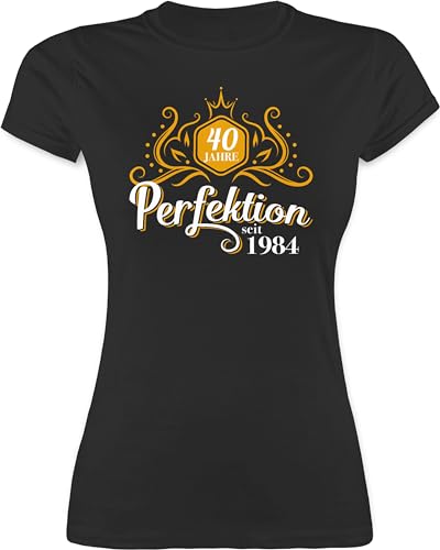 Shirt Damen - 40. Geburtstag - Vierzig Jahre Perfektion 1984 - S - Schwarz - Geschenke für Frauen zum 40 40er Outfit 40.Geburtstag 40th Shirts Frau Geschenk 40-er geburtag Tshirt von Shirtracer