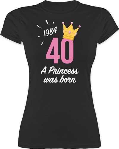 Shirt Damen - 40. Geburtstag - Vierzig Mädchen Princess 1984 - S - Schwarz - Geburtstags t 40 Jahre Frauen 40er Outfit 40.Geburtstag 1982 Tshirt Geschenke zum 40-er zehnunddreissig t-Shirt Geschenk von Shirtracer