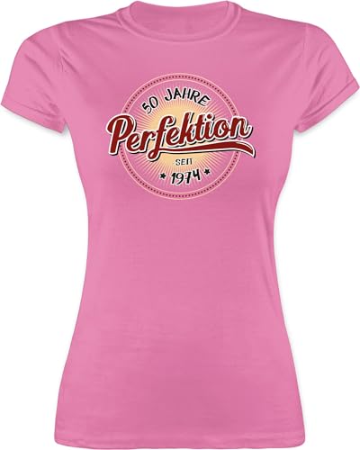 Shirt Damen - 50. Geburtstag - Fünfzig Jahre Perfektion 1974 I - M - Rosa - Tshirts Fuer Frauen geburtstagsshirt 50 Tshirt Geschenke zum 50zigsten t-Shirt Frau Geschenk zu. 50.Geb tailliert von Shirtracer