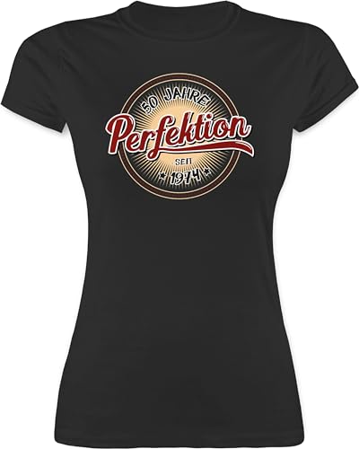 Shirt Damen - 50. Geburtstag - Fünfzig Jahre Perfektion 1974 I - XXL - Schwarz - Girl Tshirt Geschenk 50 Frau Frauen 50er t Shirts rosa für Geburtstags zum 50ste schirt Born in geburtstagsshirt von Shirtracer