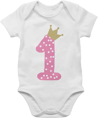 Baby Body Junge - 1. Geburtstag - Erster Krone Mädchen - 12/18 Monate - Weiß - ich bin 1 für my first birthday girl outfit jahr one year 1.geburtstag babysachen mädchenkleidung jahre 1ster schon von Shirtracer