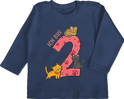 Baby Langarmshirt - 2. Geburtstag - Ich Bin 2-18/24 Monate - Navy Blau - geburtstagspullover Jahre Tshirt Zwei Jahren 2.Geburtstag t Shirts geburtstagsshirt mädchen Geburtstags zweiter cat von Shirtracer