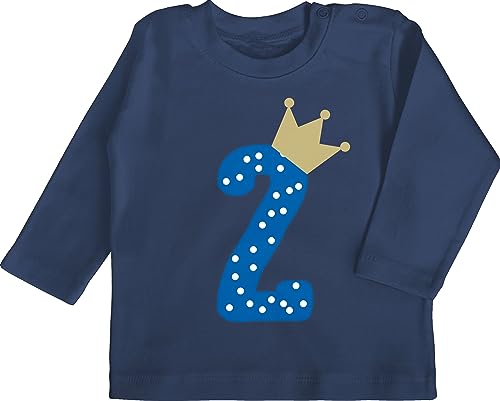 Baby Langarmshirt - 2. Geburtstag - Zweiter Krone Junge - 18/24 Monate - Navy Blau - geburtstagspullover 2 Jahre geburtstagsshirt 2.Geburtstag Shirt Tshirt Zwei Langarm Kleidung für jährige von Shirtracer