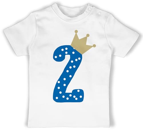 Baby T-Shirt Mädchen Jungen - 2. Geburtstag - Zweiter Krone Junge - 18/24 Monate - Weiß - Geschenke für 2 jährige t- Shirt Jahre t 2.Geburtstag Shirts Kleidung Tshirt 2nd Birthday Clothes Zahl von Shirtracer