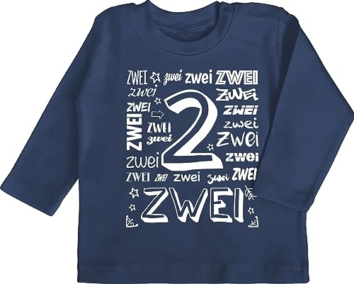 Baby Langarmshirt - 2. Geburtstag - Zweiter Zahlen - 18/24 Monate - Navy Blau - ich Bin Schon 2 Junge Langarm geburtstagsshirt 2.Geburtstag t-Shirt Outfit Jahre mädchen Tshirt Zwei Shirts von Shirtracer