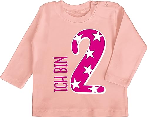 Baby Langarmshirt - 2. Geburtstag - Ich bin zwei Rosa Mädchen - 18/24 Monate - Babyrosa - shirt langarm geburtstagsoutfit 2 jahre zweiter tshirt outfit zum t-shirt geburtstag+langarmshirt+2+jahre von Shirtracer