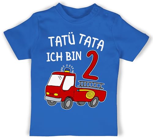 Baby T-Shirt Mädchen Jungen - 2. Geburtstag - Tatü Tata Ich Bin Zwei Feuerwehrauto - 18/24 Monate - Royalblau - geburtstagsshirt 2 Jahre Feuerwehr Outfit 2.Geburtstag 2jahre Tshirt Junge von Shirtracer