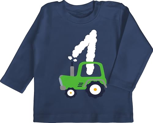 Baby Langarmshirt - 1. - Traktor Geburtstag Eins - 12/18 Monate - Navy Blau - Shirt Junge Langarm Bin jetzt 1 Outfit einjährige ich Schon t-Shirt Geschenk+für+einjähriges+Kind 1geburtstag Tshirt von Shirtracer