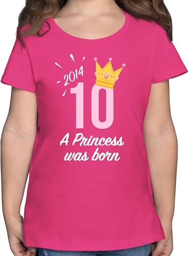 T-Shirt - 10. Geburtstag - Zehnter Mädchen Princess 2014-152 (12/13 Jahre) - Fuchsia - Kindergeburtstag Tshirt 10 Jahre 10th t Shirts geburtstagsshirt Shirt Geburtstagskind für Outfit Zahl von Shirtracer