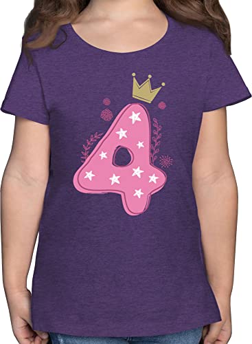 T-Shirt Mädchen - 4. Geburtstag - Vierter - 116 (5/6 Jahre) - Lila Meliert - geburtstagsshirt 4 Jahre geburtstagsoutfit Vier Shirt kindergeschenke Tshirt 4.Geburtstag Jahren t-Shirts Geschenke von Shirtracer