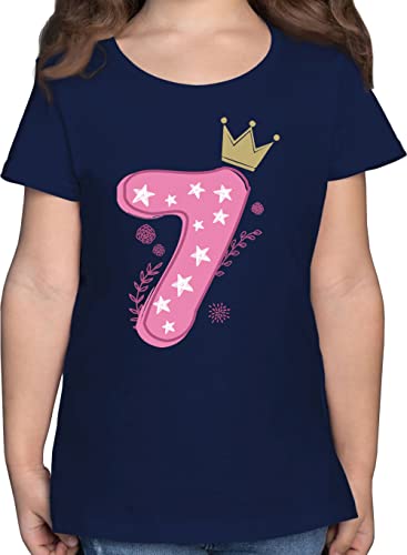 T-Shirt Mädchen - 7. Geburtstag - Einhorn Siebter - 128 (7/8 Jahre) - Dunkelblau - t Shirt geburtstagsshirt 7 Jahre Tshirt 7, t-Shirts fã¼r mã¤dchen Geburtstags Kindergeburtstag Sieben t-hirt von Shirtracer