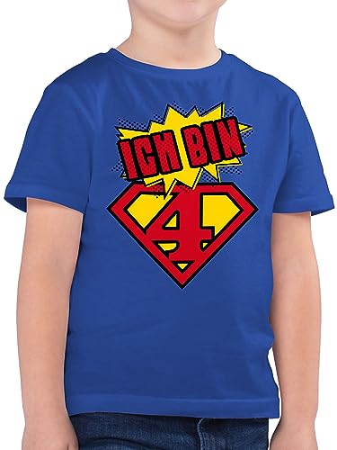 Kinder T-Shirt Jungen - 4. Geburtstag - Ich Bin Vier Superheld - 116 (5/6 Jahre) - Royalblau - superhelden Tshirt 4 Jahre geburtstagsshirt 4.Geburtstag Schon Shirt Junge Kleidung 4th Birthday von Shirtracer