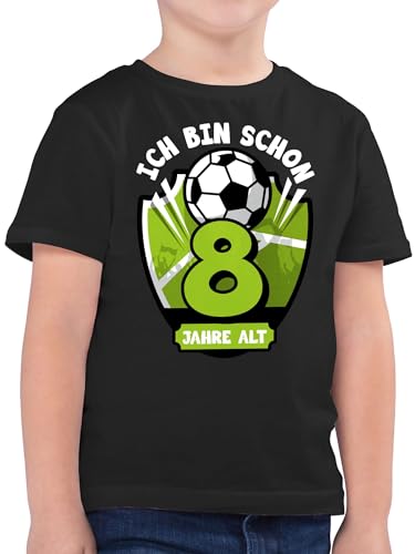 Kinder T-Shirt Jungen - 6. Geburtstag - Ich Bin Schon sechs Jahre alt Fußball - 128 (7/8 Jahre) - Schwarz - Geburtstags Tshirt 6 Birthday Shirt Junge Fussball Pferde Kind kinderkleidung t von Shirtracer