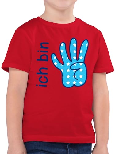 Kinder T-Shirt Jungen - 4. Geburtstag - Ich Bin Vier Zeichensprache blau - 116 (5/6 Jahre) - Rot - Geburtstags Tshirt 4 4.geburtsrag Schon baumwollshirt geburtstagsshirt Jahre Shirt 4th+Birthday von Shirtracer