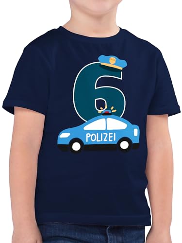 Kinder T-Shirt Jungen - 6. Geburtstag - Polizei Sechster - 128 (7/8 Jahre) - Dunkelblau - geburtstagsshirt 6 Tshirt sechs Jahre t Shirt Junge Oberteil 6.Geburtstag Kind Geburtstags geburtstagstshirt von Shirtracer