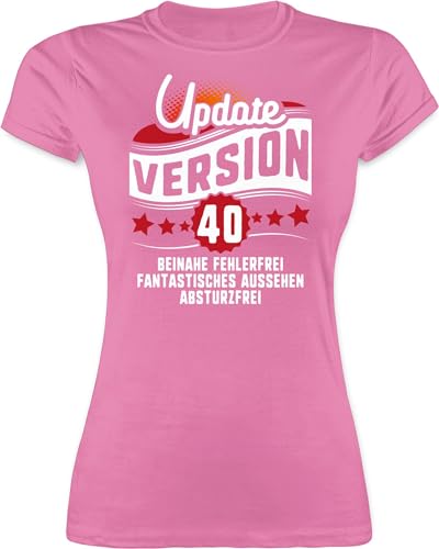 Shirt Damen - 40. Geburtstag - Update Version Vierzigster - M - Rosa - geburtstagsshirt 40 Frauen 40er Tshirt Geburtstagsgeschenk für zum t-Shirt t geburtag Tshirts Jahre 40iger Fuer Frau 40ger von Shirtracer