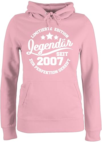 Pullover Damen Hoodie Frauen - 18. Geburtstag - Legendär seit 2007 - XL - Hellrosa - 18 Geburtstagsgeschenk Pulli volljährig 2004 pullis Limited Edition 18ten 2005 Kapuzenpullover zum 18.lustig von Shirtracer