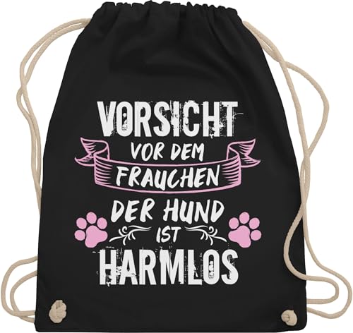 Turnbeutel Rucksack - Geschenk für Hundebesitzer - Vorsicht vor dem Frauchen der Hund ist harmlos - Grunge/Vintage - Weiß - Unisize - Schwarz - hundefans geschenke tasche hundefan gassi beutel Turnbeutel Rucksack - Geschenk für Hundebesitzer - Vorsicht vor dem Frauchen der Hund ist harmlos - Grunge/Vintage - Weiß - Unisize - Schwarz - hundefans geschenke tasche hundefan gassi beutel von Shirtracer