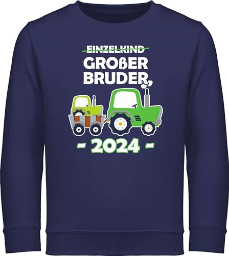 Sweatshirt Kinder Pullover für Jungen Mädchen - Einzelkind Großer Bruder 2024 Traktor - 104 (3/4 Jahre) - Navy Blau - big brother große brüder reitpullover geschenk großen groser pulli grosse von Shirtracer