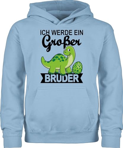 Shirtracer Kinder Hoodie Jungen Mädchen - Ich werde EIN großer Bruder mit Dinos - 98 (1/2 Jahre) - Hellblau - Pullover grosser Brother Big bro reitpullover Geschenk große brüder großen kinderpullover von Shirtracer