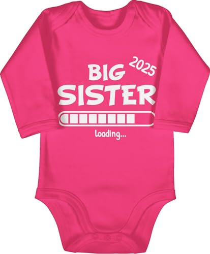 Baby Body langarm Mädchen Junge - Geschwister Bruder und Schwester - Big Sister 2025 loading - 6/12 Monate - Fuchsia - strampler geschwisteroutfit 2024 langarmbody geschwisteroutfitset 2023 von Shirtracer