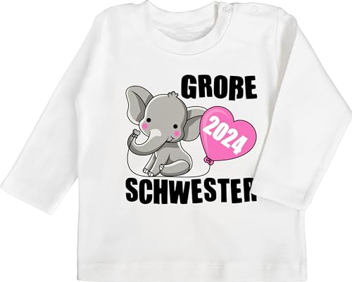 Baby Langarmshirt - Geschwister Bruder und - Große Schwester 2024 I - 12/18 Monate - Weiß - ich Bin Langarmshirts für Baby-mädchen Geschwister! Grosse 2023 Shirt Langarm geschwisteroutfit werde von Shirtracer