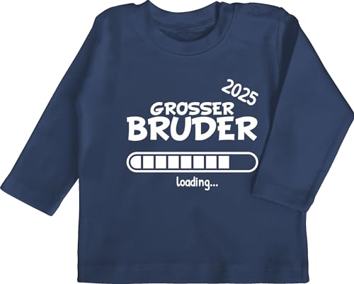 Baby Langarmshirt - Großer Bruder 2025 Loading - 18/24 Monate - Navy Blau - t-Shirt Langarm Geschenke grosser Jungen 2024 Big Brother Shirt Geschenk werde mädchen grosser+Bruder ich Tshirt von Shirtracer