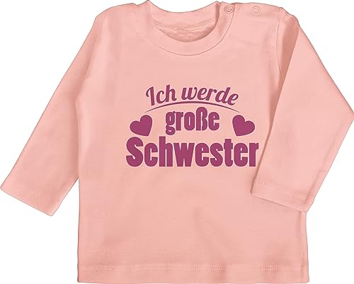 Baby Langarmshirt - Ich werde große Schwester - 12/18 Monate - Babyrosa - Big sis Sister to be Shirt Langarm Grosse Geschenke großer Langarmshirts für Baby-mädchen Geschenk größe Shirts 2023 von Shirtracer