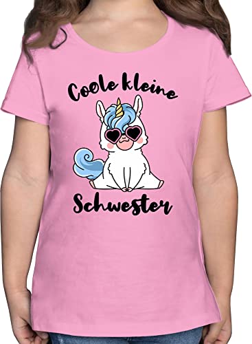 T-Shirt Mädchen - Geschwister Geschenk - Coole kleine Schwester mit Einhorn - 116 (5/6 Jahre) - Rosa - t Shirt Tshirt Kinder Shirts t-Shirts fã¼r mã¤dchen Tshirts t_Shirt für Maedchen Kind von Shirtracer