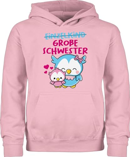 Shirtracer Kinder Hoodie Jungen Mädchen - Geschwister Geschenk - Einzelkind große Schwester mit Eulen - 104 (3/4 Jahre) - Hellrosa - Schwestern Big Sister Pullover schwesterngeschenk Grosse Hoddies von Shirtracer