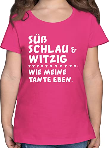 T-Shirt Mädchen - Ich Bin die kleine Schwester - mit Einhorn - 128 (7/8 Jahre) - Fuchsia - Tshirt Kinder Geschenk Shirt mädels t Shirts Tshirts t-schirt Maedchen für t-Shirts t- Geschenke Sister von Shirtracer