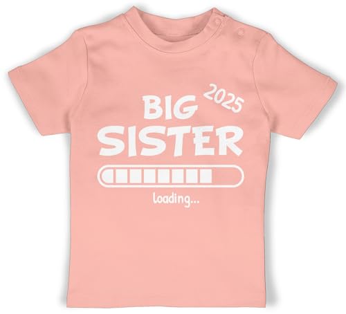 Baby T-Shirt Mädchen Jungen - Geschwister Bruder und Schwester - Big Sister 2025 loading - 18/24 Monate - Babyrosa - shirt geschwisteroutfit 2024 tshirt große 2023 geschwisteroutfitset von Shirtracer