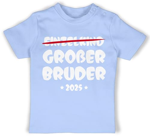 Baby T-Shirt Mädchen Jungen - Einzelkind Großer Bruder 2025-12/18 Monate - Babyblau - 2024 Grosse Shirt Geschenke Bald Tshirt Geschenk grosser für grosser+Bruder werde großer+Bruder ich von Shirtracer