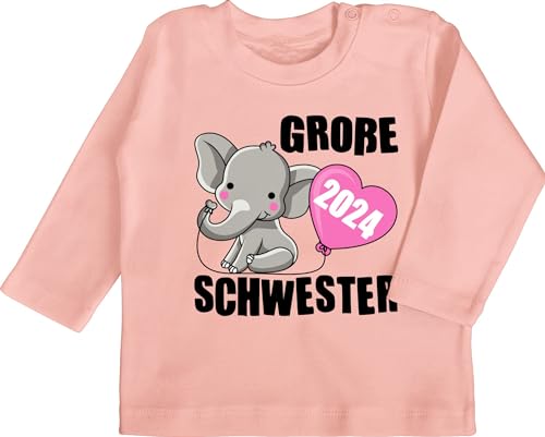 Baby Langarmshirt - Geschwister Bruder und - Große Schwester 2024 I - 18/24 Monate - Babyrosa - Langarm Shirt 2023 Shirts fã¼r Baby-Jungen Tshirt t Kinder mädchen t-Shirt geschwisteroutfit von Shirtracer