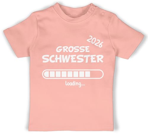 Baby T-Shirt Mädchen Jungen - Geschwister Bruder und - Große Schwester 2026 Loading - 12/18 Monate - Babyrosa - Grosse Tshirt 2023 geschwisteroutfit Sister Shirt t geschwisteroutfitset t-Shirts von Shirtracer