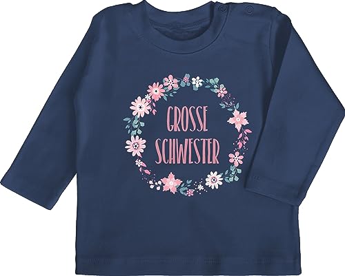 Baby Langarmshirt - Große Schwester - Schwesterherz - 12/18 Monate - Navy Blau - schwesternkleidung ich werde Grosse Schwestern sis Shirt geschwistergeschenk für t-Shirt Big Sister schweste Tshirt von Shirtracer
