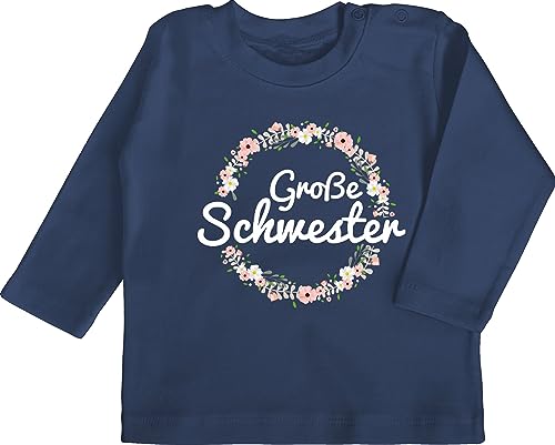 Baby Langarmshirt - Große Schwester I Geschenk - 12/18 Monate - Navy Blau - Langarmshirts für Baby-mädchen Big Sister 2024 grose Schwestern Shirt Langarm Grosse Geschenke sis t Shirts Fuer von Shirtracer