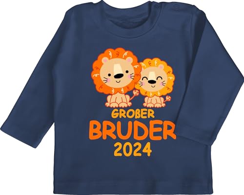 Baby Langarmshirt - Großer Bruder 2024 mit Löwen - 18/24 Monate - Navy Blau - Langarmshirts für Baby-mädchen großen 2023 t Shirts grosser Bester gro er Tshirts größeren löwe t-Shirt Langarm von Shirtracer