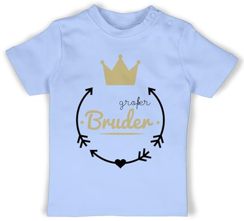 Baby T-Shirt Mädchen Jungen - Großer Bruder - Krone - 18/24 Monate - Babyblau - 2024 grosser t Shirt Big bro Tshirt Grosse große Geschenk Brother Geschenke für großen größeren von Shirtracer