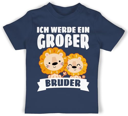 Baby T-Shirt Mädchen Jungen - Ich werde EIN großer Bruder - Löwe - 18/24 Monate - Navy Blau - Big Brother Shirt große brüder Geburt Tshirt Outfit Bruder geburts t-Shirts von Shirtracer